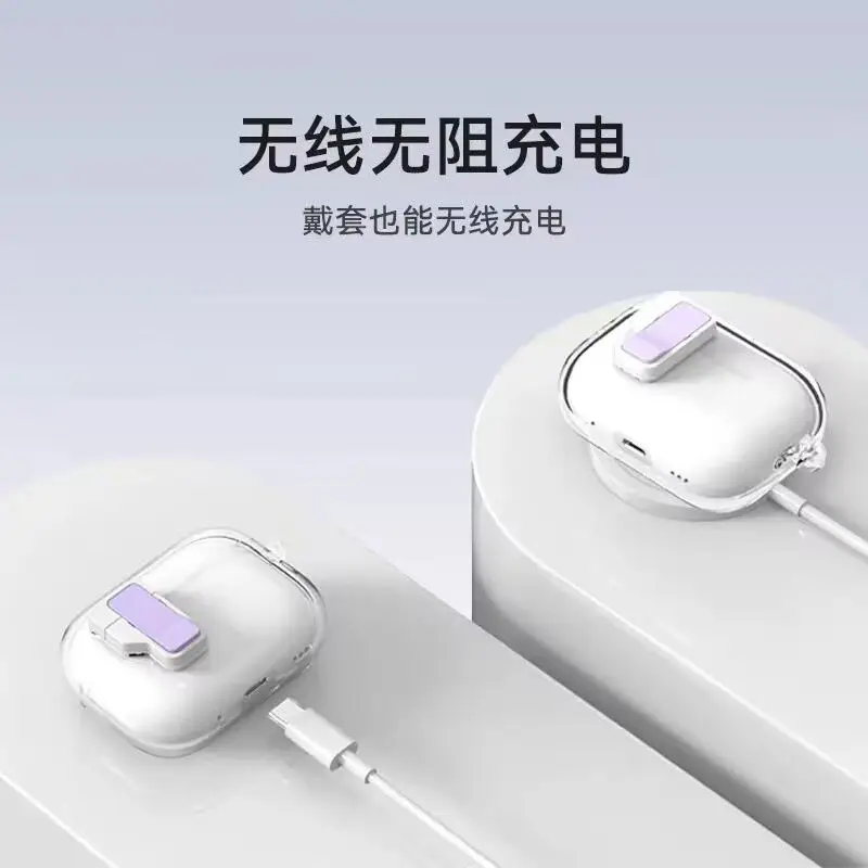 Tapa automática transparente con apertura por botón, funda de interruptor a prueba de golpes para Apple Airpods4, funda protectora para AirPods 4 3 2 1 Pro 2 - imagen 5
