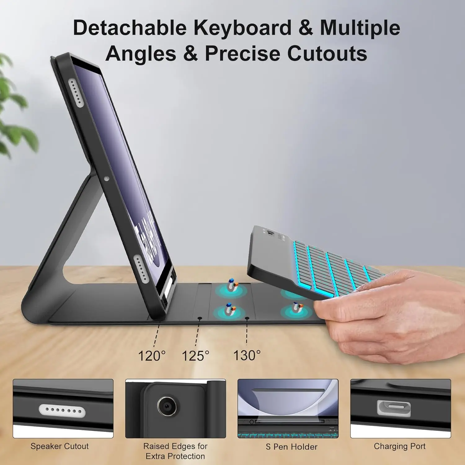 Para Samsung Galaxy Tab A9 Plus Funda de 11 pulgadas, Funda con teclado para Samsung Galaxy Tab A9+ 11 pulgadas SM-X210/X216/X218 - imagen 4