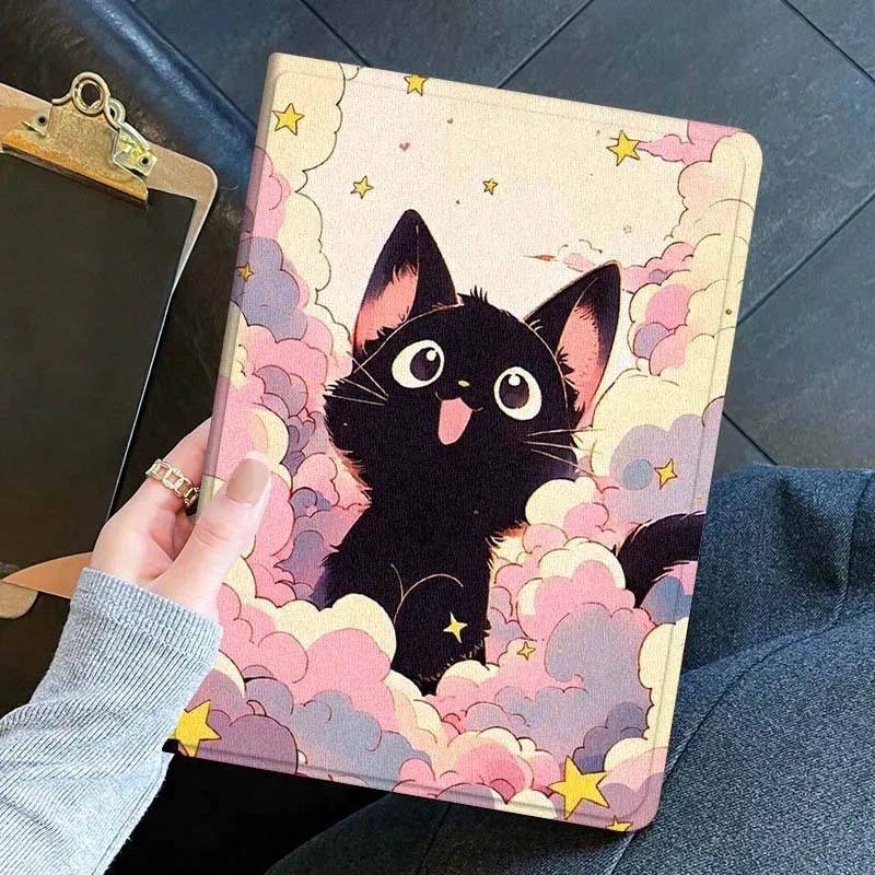 Diseño bonito de dibujos animados de gato para iPad Pro Mini 1 2 3 4 5 6 7 7ta generación 12,9 10,5 13 11 7,9 8,3 M4 pulgadas funda para tableta