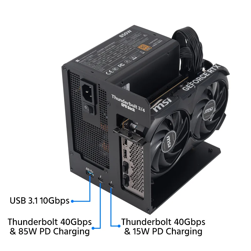 Base GPU compatible con Thunderbolt de carga PD de 85W para portátil a tarjeta gráfica externa 40Gbps para Macbook Windows - imagen 3