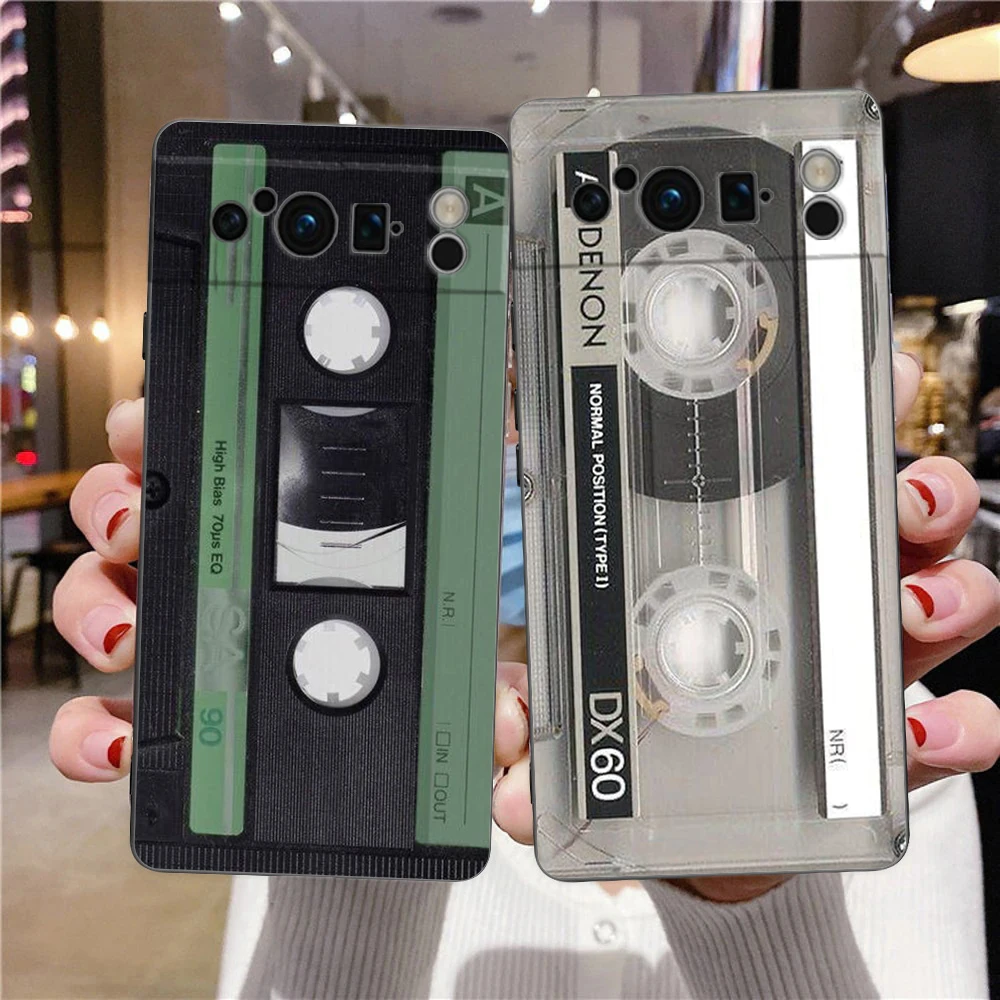 Funda de teléfono con Cassette de cinta de Radio magnética para Google Pixel 9 8 7 6 Pro XL 8A 6A 7A 5G, funda negra de TPU suave a prueba de golpes - imagen 2