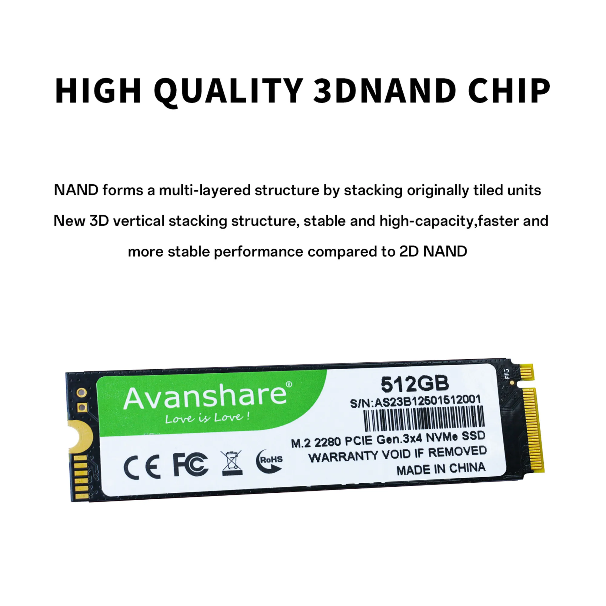 Avanshare SSD M.2 NVMe 128GB 256GB 512GB 1TB 2TB M2 NVMe PCIe3.0 M.2 2280 SSD disco duro disco de estado sólido para ordenador portátil de escritorio - imagen 5
