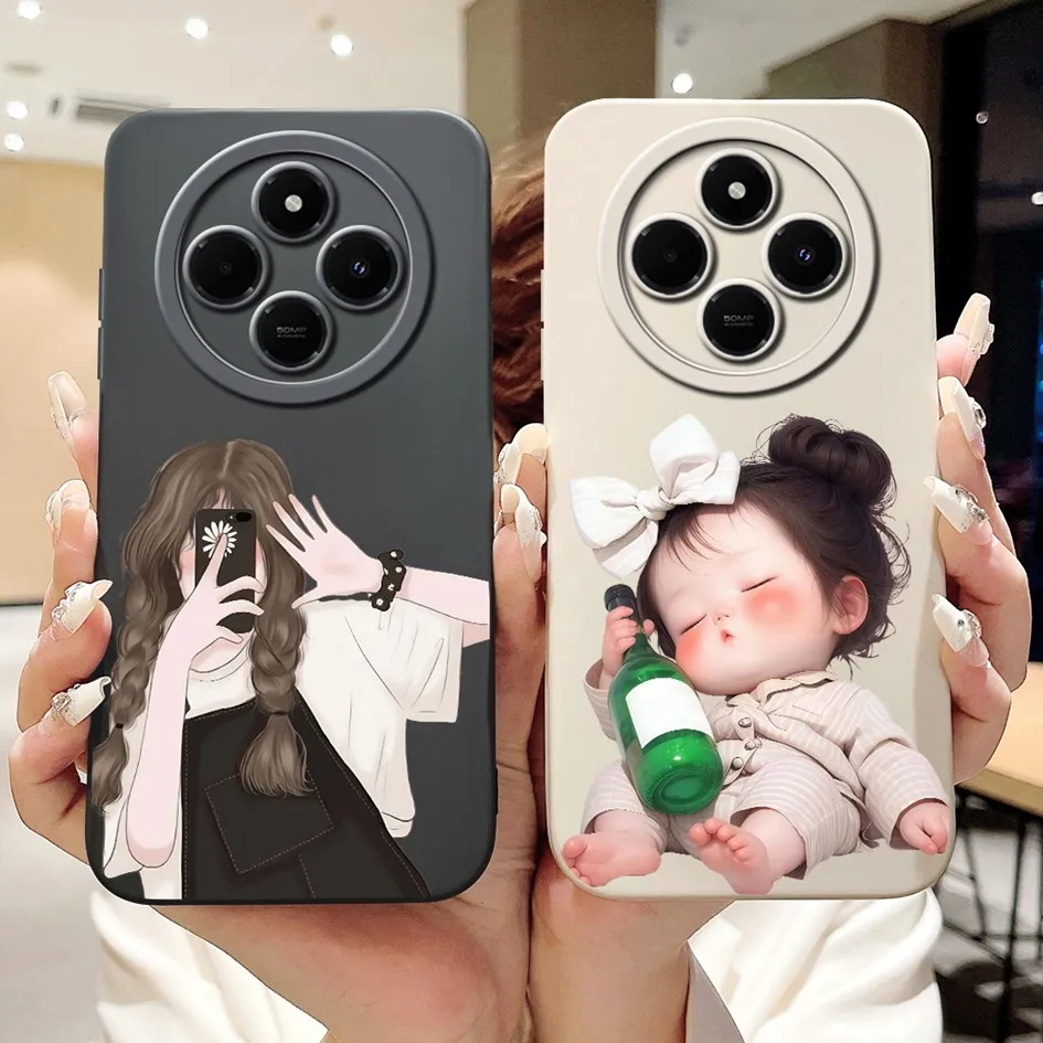 Para cubierta Xiaomi Redmi 14C A4 A3 Pro Funda de teléfono encantador conejo de dibujos animados Bowknot Funda suave para Xiaomi Poco C75 C 75 PocoC75 parachoques - imagen 2