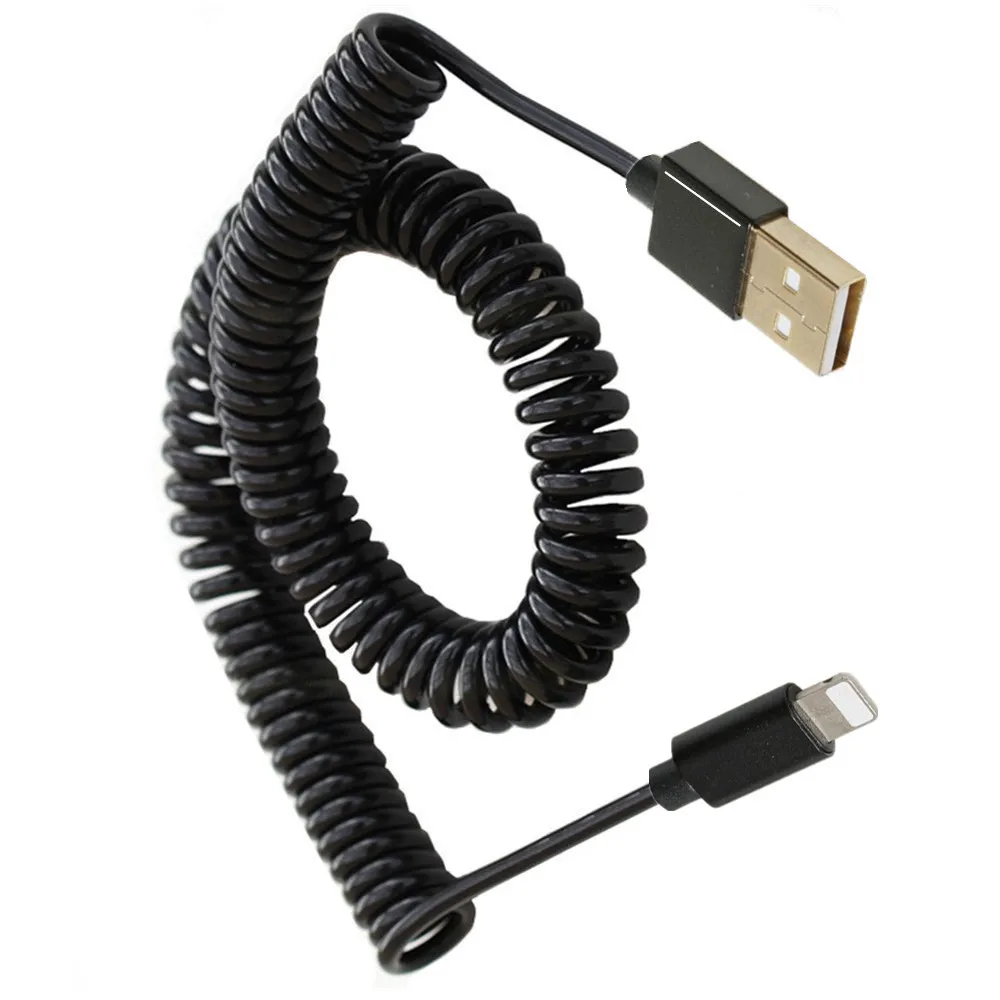 Cable de carga rápida con resorte USB, Cable cargador fijo de extensión para IPhone 13, 12, 11 Pro MAX XR X 8, Cable de datos PD para teléfono - imagen 4