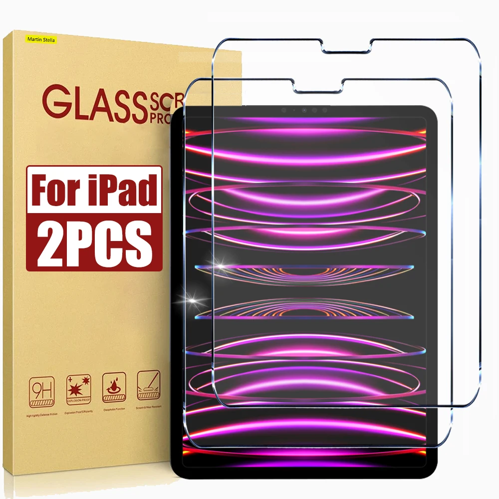 2 uds vidrio templado para iPad 10. a generación pro 11 12,9 Air 5 4 10,9 Protector de pantalla completa para iPad 10,2 7 a 8 a 9 - imagen 2