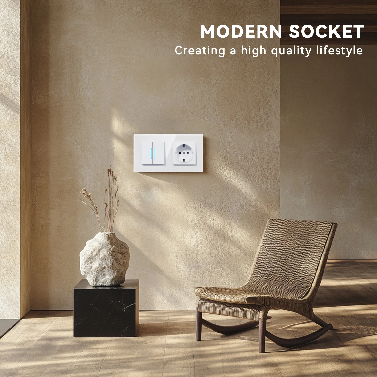 BSEED 1/2 interruptores de luz mecánicos interruptor de paso de 2 vías con enchufe de la UE USB tipo c indicador LED marcos de vidrio serie E - imagen 3