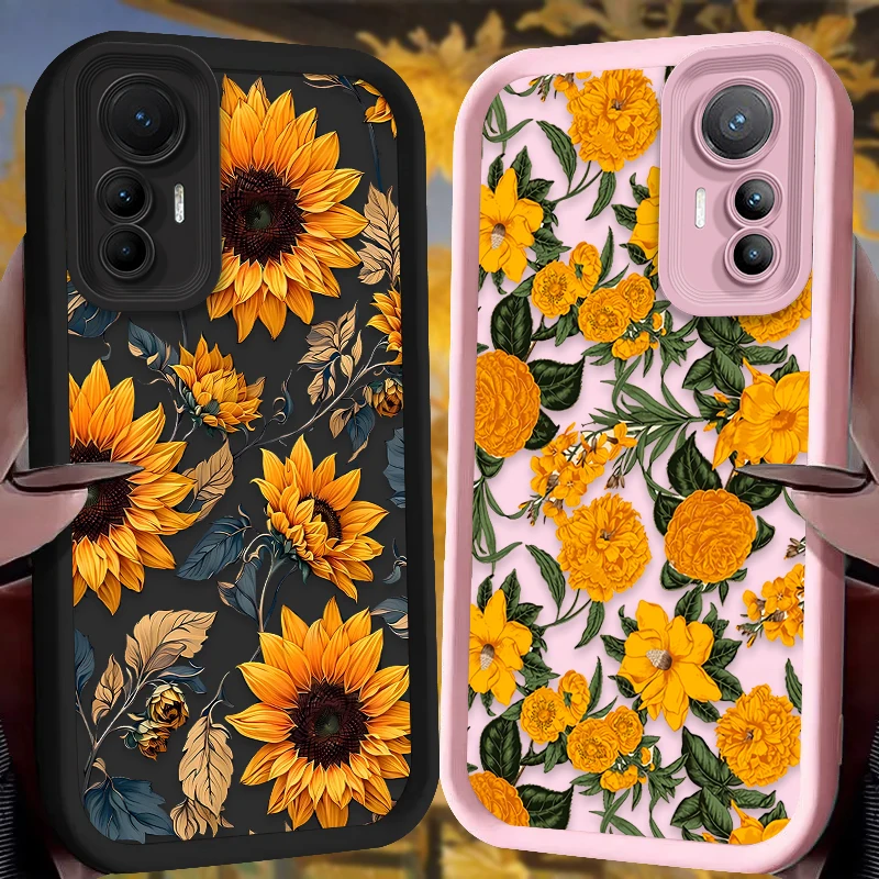 Funda con flor de girasol para Xiaomi 13T 14T 12T 11T 13 12 11 Lite 5G NE POCO X6 X5 F6 F5 F3 X4 GT X3 NFC M5S C65 M6 Pro