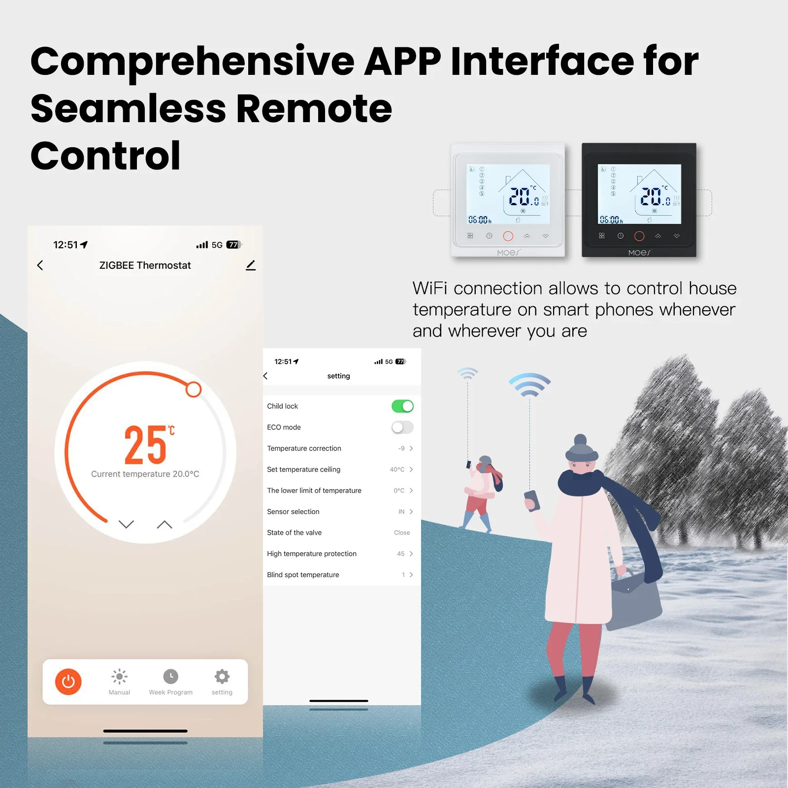 MOES Tuya ZigBee termostato inteligente Control de temperatura ambiente agua/calefacción eléctrica de suelo caldera de Gas funciona con Alexa Google Home - imagen 5
