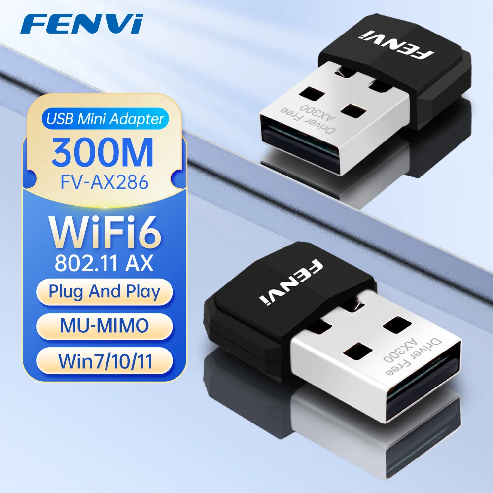 FENVI AX300 WIFI 6 adaptador USB 2,4 GHz 802.11AX tarjeta de red Mini USB Dongle tarjeta de red inalámbrica para Windows 7/10/11 unidad gratis