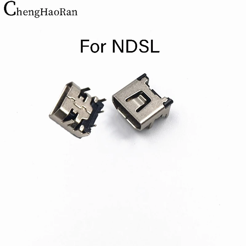 ChengHaoRan 2 piezas para consola Nintendo NDSL, interfaz de alimentación de carga, toma de corriente USB plateada
