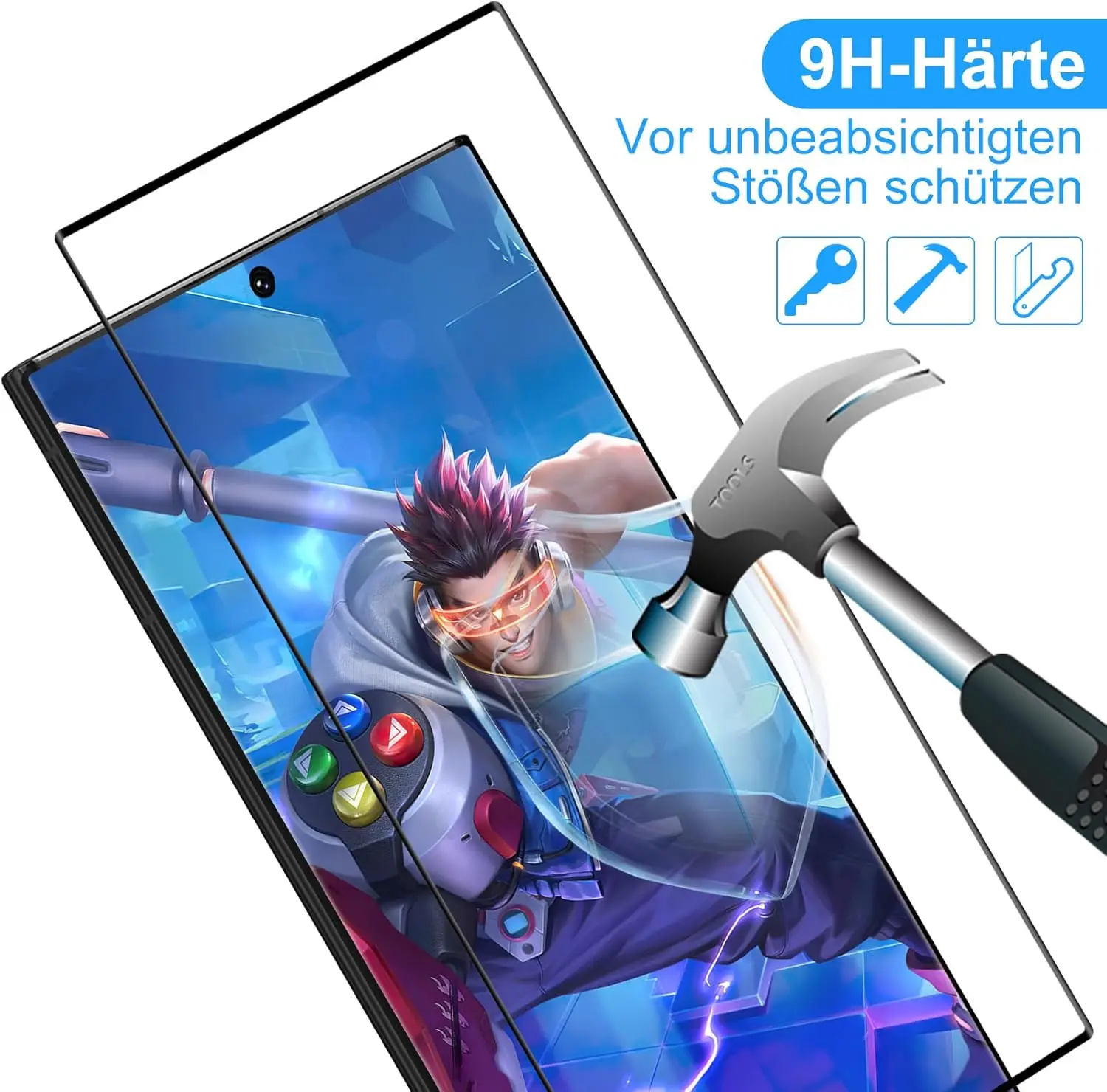 2/4 piezas de vidrio templado HD para Samsung Galaxy S22 Ultra 5G protector de pantalla antiarañazos curvo 3D - imagen 3