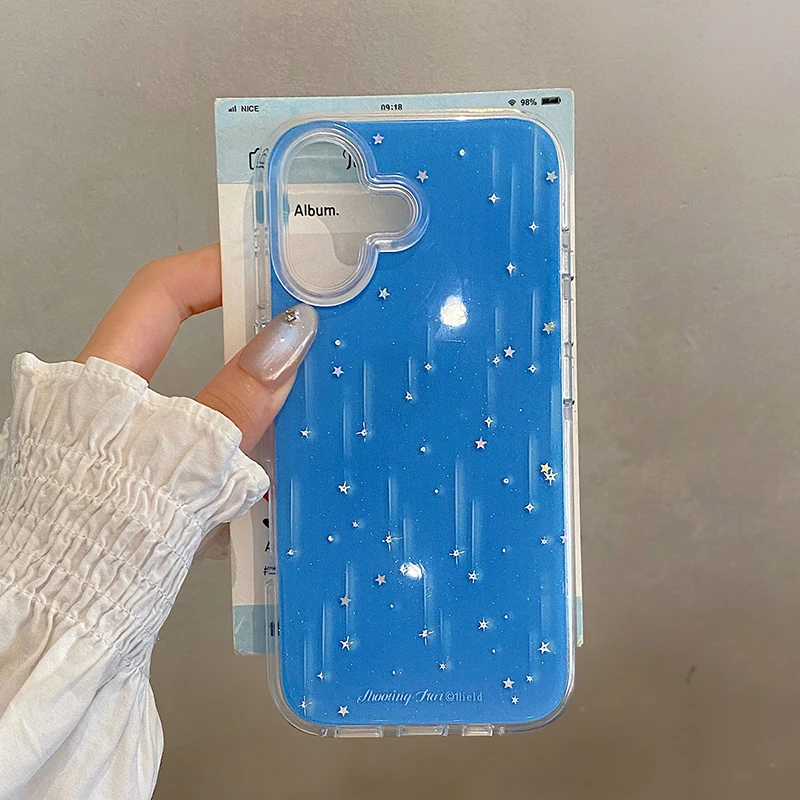 Funda de parachoques a prueba de golpes con purpurina brillante de lluvia de meteoritos a la moda para iPhone 16 15 14 13 12 Pro Max - imagen 4