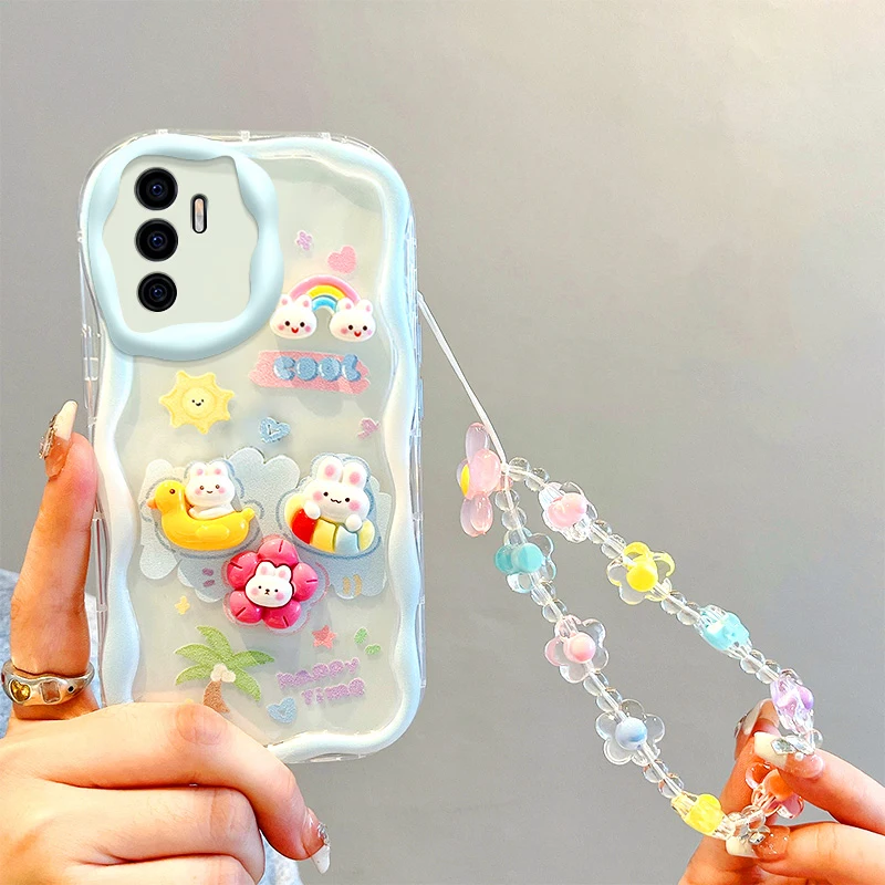 Funda de teléfono con cadena de rana Sanrio en 3D para Samsung Galaxy A53, A73, A33, A13, A22, A32, A52, A52S, A72, A31, A51, A71, funda de silicona suave - imagen 5