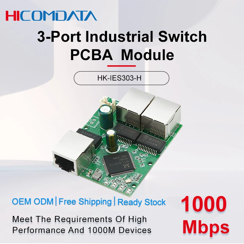 Módulo de interruptor Gigabit Ethernet de 3 puertos de grado Industrial, placa base interna PCBA de dispositivo de transmisión de red uno a dos - imagen 3