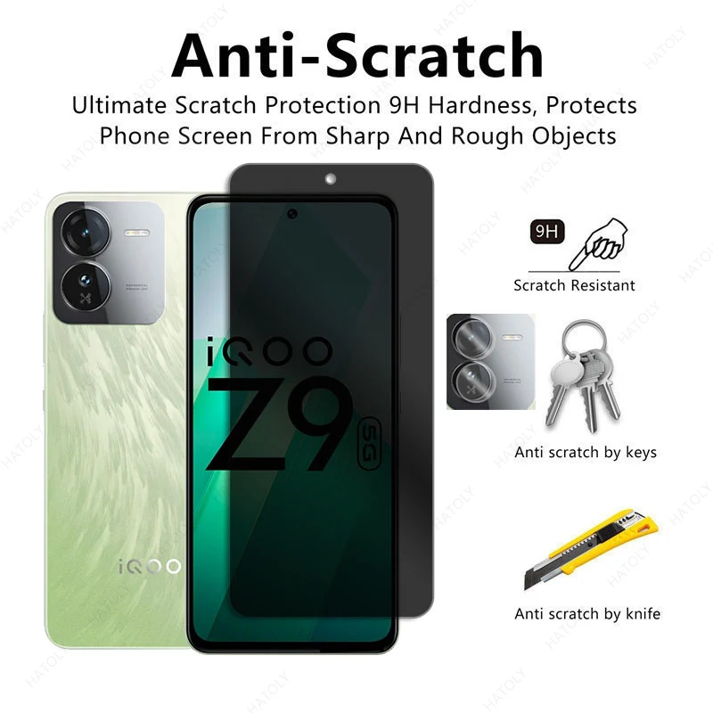 Protector de pantalla de privacidad para vivo iQOO Z9, cristal frontal Global para iQOO 12, Protector de lente de cámara de vidrio antiespía para vivo V40 SE - imagen 2
