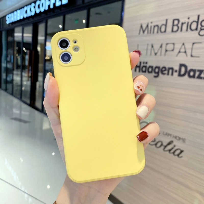 Funda de teléfono para Iphone 14 Plus 11 12 13 Pro Max 13 mini Funda protectora suave de silicona líquida cuadrada de lujo Funda trasera suave - imagen 4