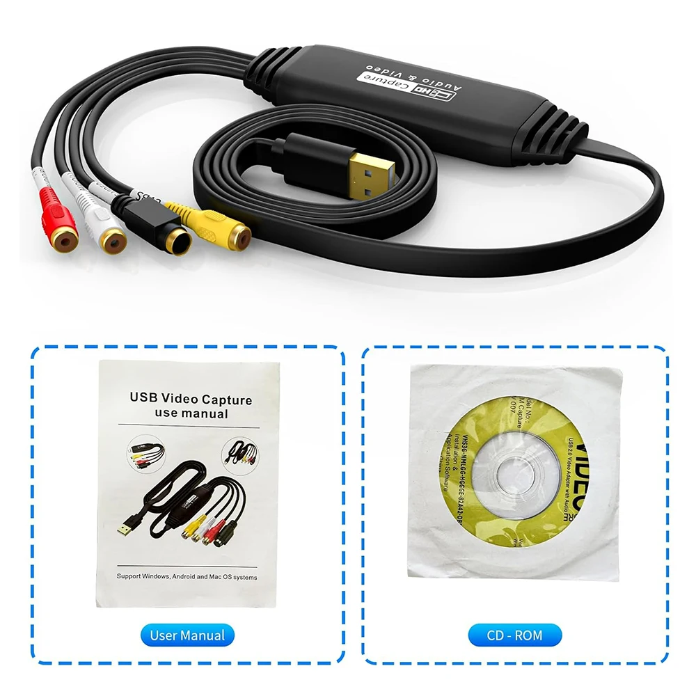 Captura de vídeo USB 2,0 para transmisión Mini DV VCR Hi8 DVD TV decodificador CVBS o equipo de fuente de vídeo S VHS a convertidor Digital - imagen 3