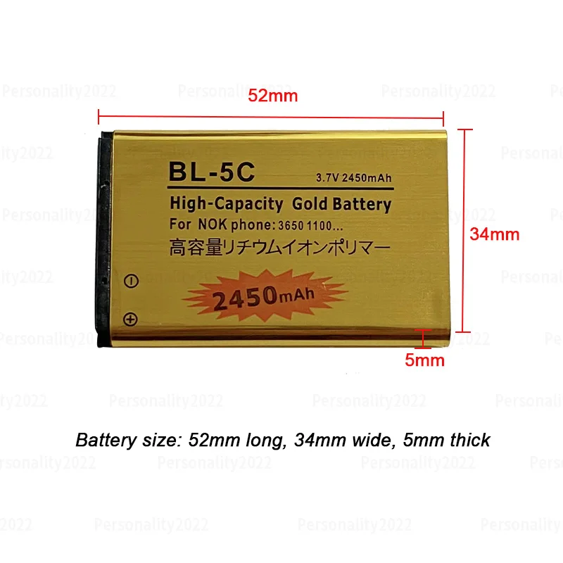 Batería BL 5C 3,7 V baterías recargables de iones de litio BL5C 2450mAh para Nokia 2600 1100 1110 1112 1208 2610 6230 BL-5C de teléfono móvil - imagen 3
