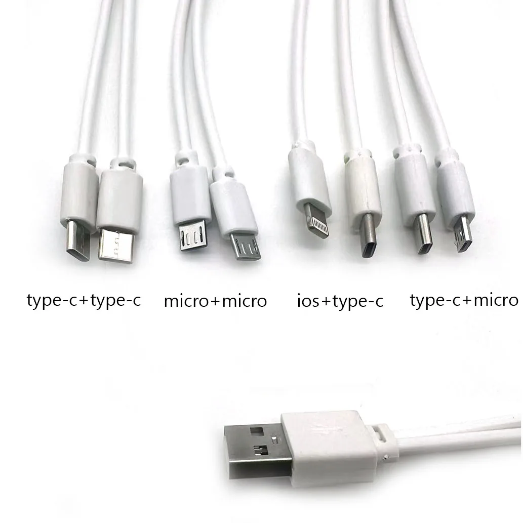 Cable divisor Micro USB 2 en 1, Cable de carga tipo C ios, 2 cables USB, Cable para teléfono móvil, Cable Android para Xiaomi y Samsung - imagen 5