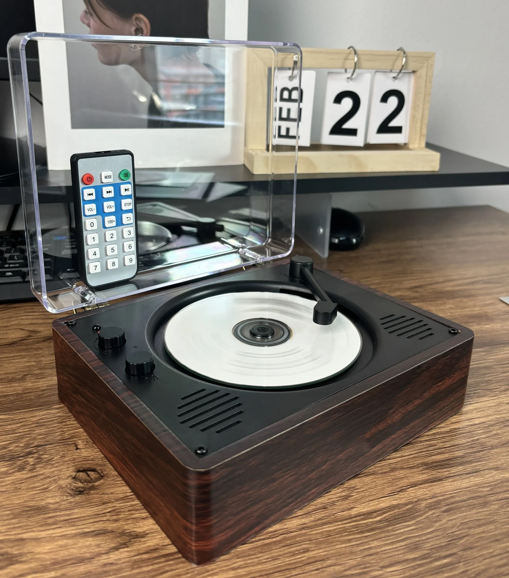 Máquina de CD ML520, altavoces inalámbricos con Bluetooth, reproductores de álbumes, fonógrafo Retro, regalo, caja de sonido acústica integrada, reproductor de música - imagen 3