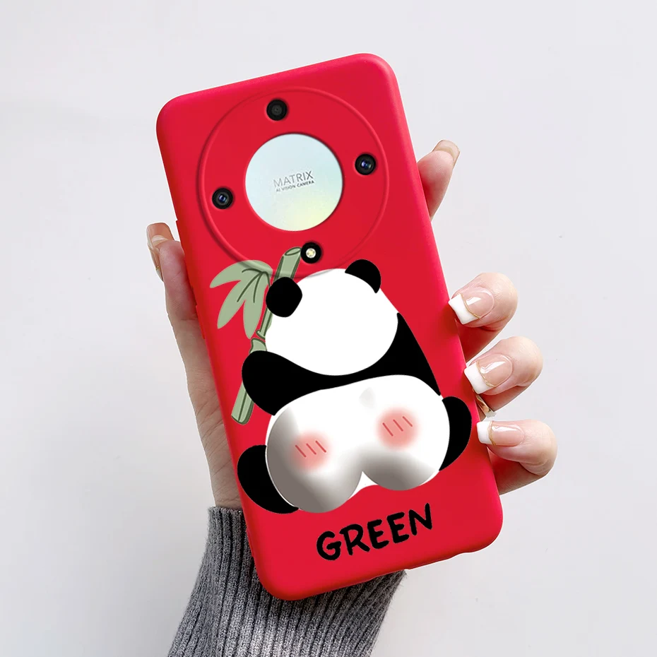 Un teléfono con una celda roja con un panda
