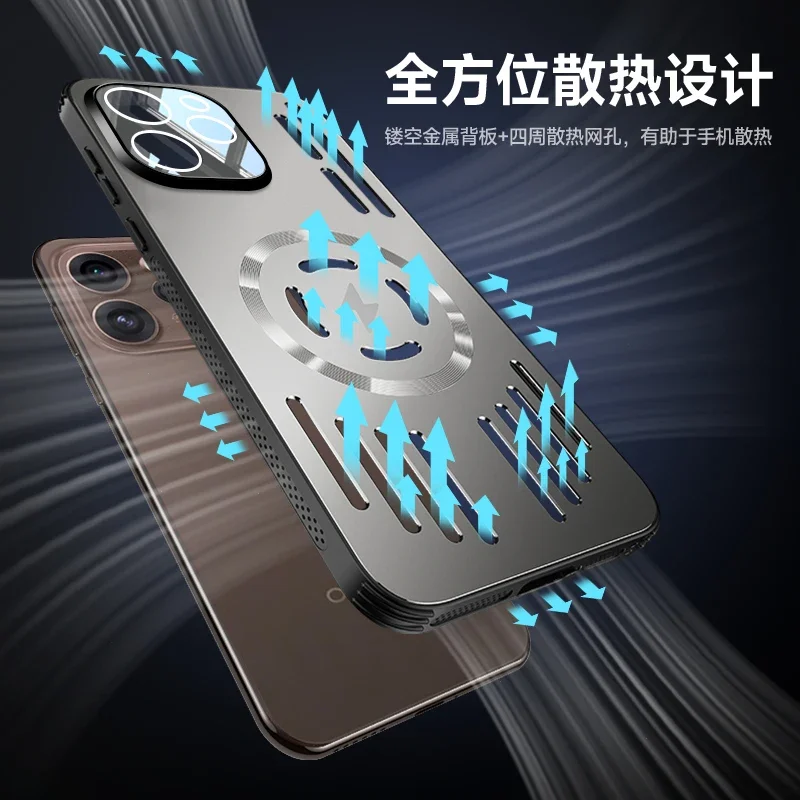 Para Reno 15 Pro Magsafe caja de disipación de calor de Metal de carga para OPPO Reno 15 Pro aleación de aluminio cubierta dura a prueba de golpes parachoques - imagen 3