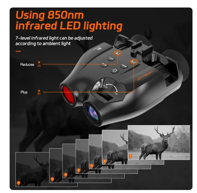 [Genuino] Binoculares de visión nocturna Gtmedia N4 con Zoom 5x 1080p Grabación de vídeo 2000mAh Gafas nocturnas de visión infrarroja recargables - imagen 3
