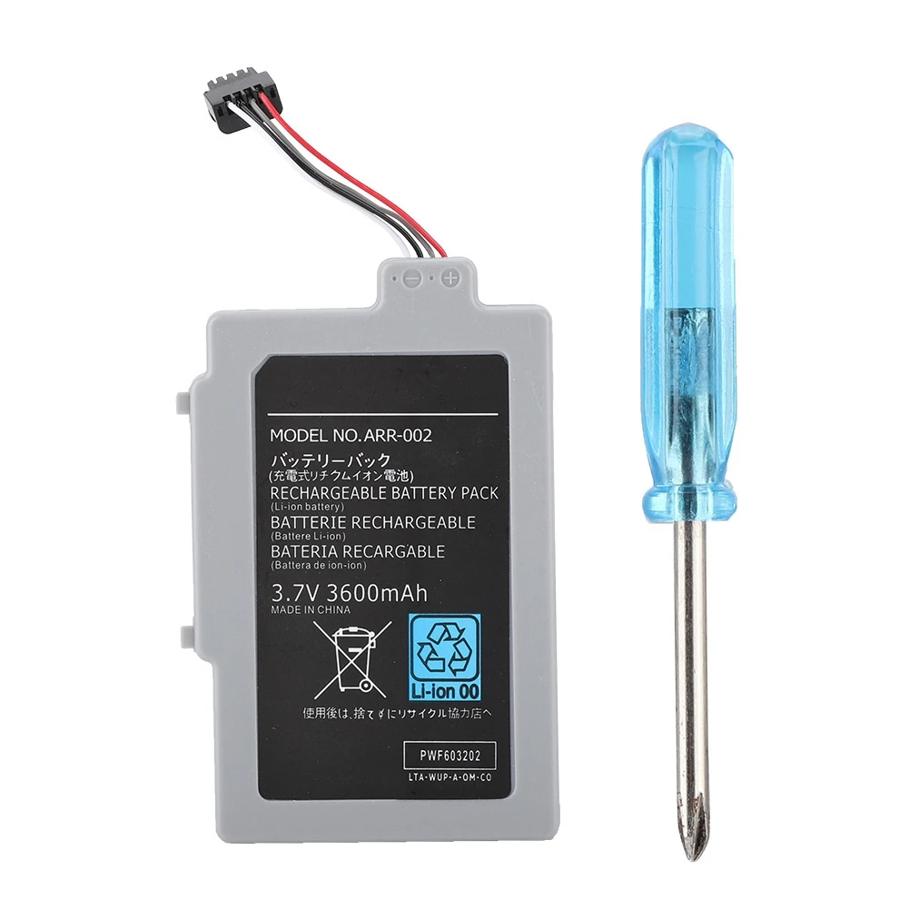 Batería de repuesto para controlador, batería de carga de 3,7 V y 3600mAh, batería para mando de Nintendo WIIU, batería con mango para controlador