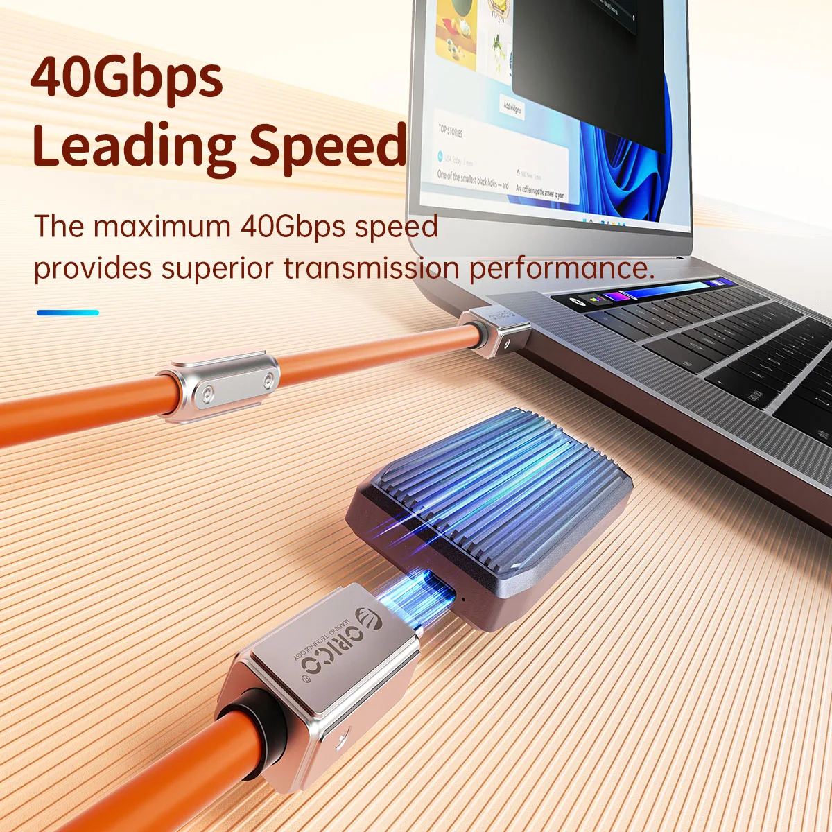 ORICO USB4 Cable 240W Compatible Thunderbolt 4 Video 8K60Hz PD3.1 USB C Fast Charge Data Transfer Silicone for Macbook iPhone15 - imagen 3