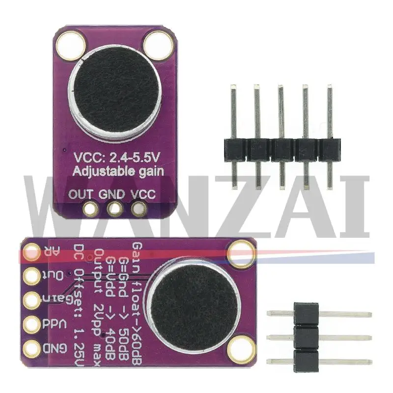 Placa amplificadora AGC de micrófono MAX9814, módulo de Sensor de sonido, Control de ganancia automático, ataque para Arduino MAX4466, placa PCB, Kit Diy
