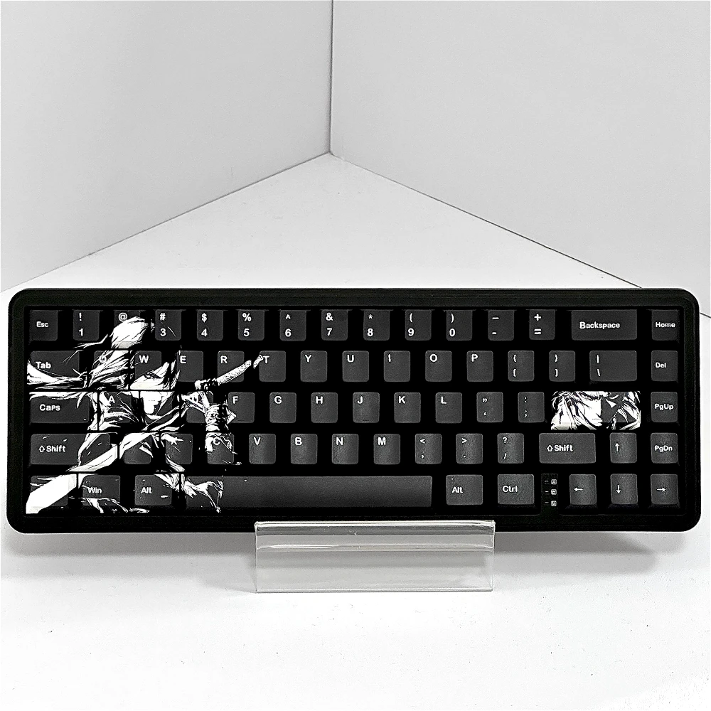 Juego de teclas Ninja Black Night PBT 83 teclas Cherry Anime teclas negras personalizadas para teclados mecánicos con diseño 60/63/64/68