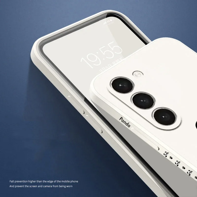 Funda de teléfono cuadrada de silicona con etiqueta bonita de Panda para Samsung Galaxy S24 Ultra S23 FE S22 Plus A15 A35 A55 A34 A54 A33 A53 A52S - imagen 3