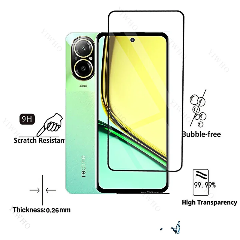 4-1 Uds vidrio templado para Oppo Realme C67 4G 5G protectores de pantalla vidrio Protector de teléfono C55 C53 C51 C35 C33 C31 C30s película frontal - imagen 4