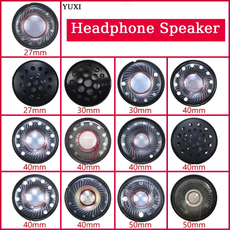 YUXI 1 pieza 27mm 30mm 40mm 50mm 32Ohm para auriculares inalámbricos controlador de altavoz auriculares HIFI de neodimio bocina altavoces de rango completo