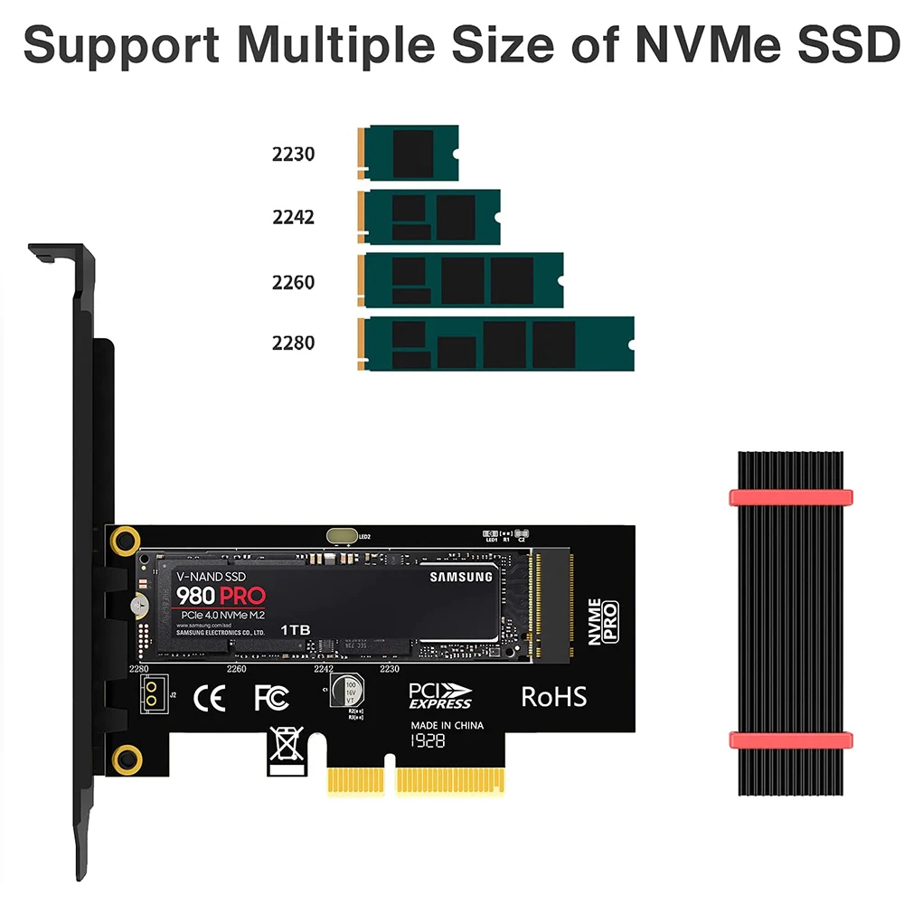 JEYI Adaptador M.2 NVMe PCIe 4.0 con Disipador Aluminio - imagen 4