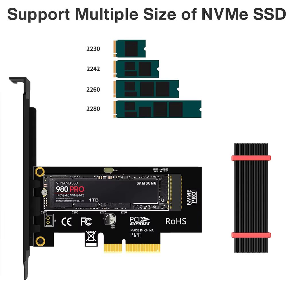 JEYI Adaptador M.2 NVMe PCIe 4.0 con Disipador Aluminio - imagen 4