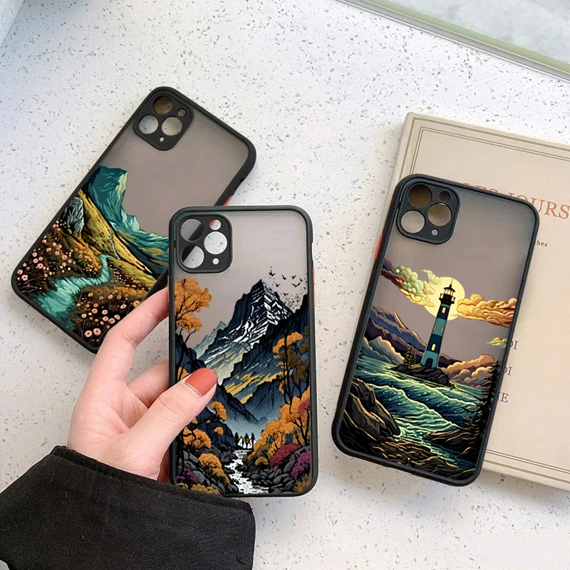 Funda para Xiaomi 13T Pro Mi 14 13 12 11 Lite5G NE 12T Poco X5 X3 F5 X6 M6 F6 Pro 4G paisaje de amanecer hermosa cubierta de río de montaña