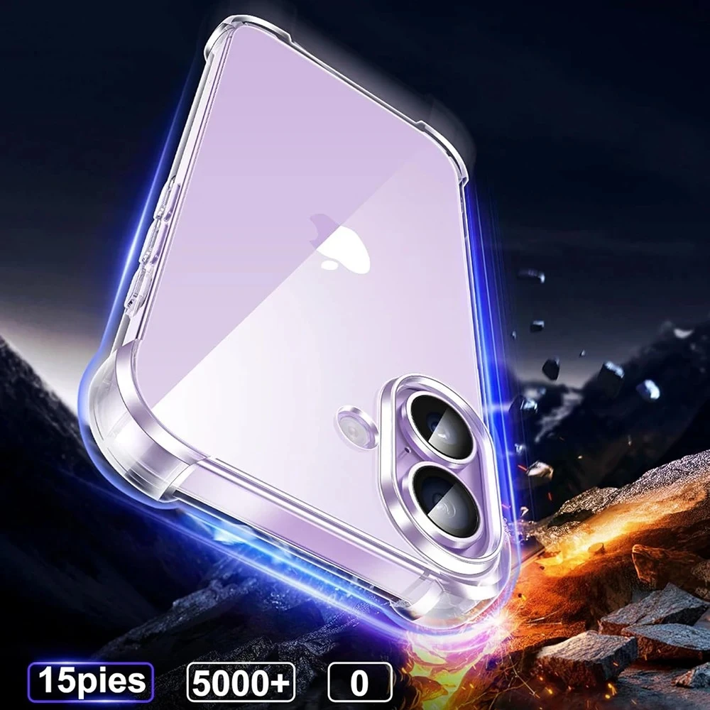 Funda suave de silicona con Airbag 3D para iPhone Air 17 16 15 14 13 12 11 Pro Max Plus Mini cubierta trasera ultrafina carcasa delgada transparente 17Air
