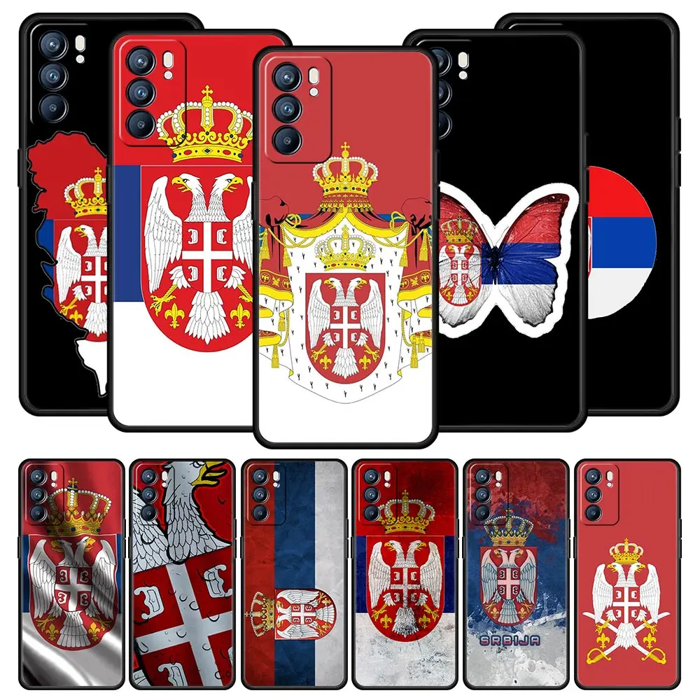 Funda de teléfono para Oppo Reno13 Reno12 Reno11 F Reno10 Pro A54 A53 A95 A76 A74 A57 A98 A80 A79 5G A78 4G, insignia de bandera de Serbia