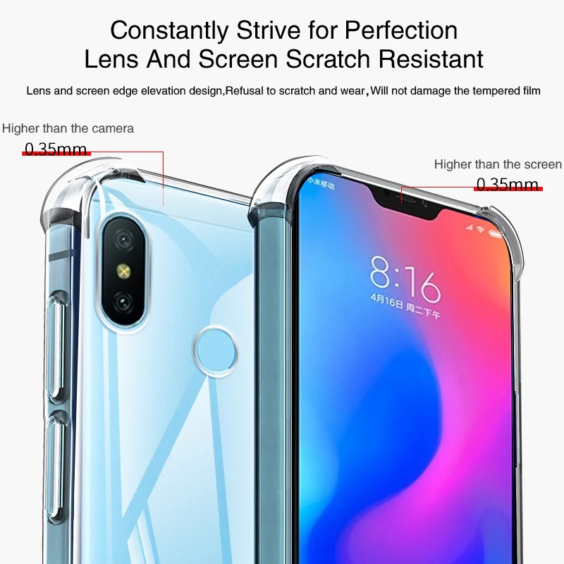 Funda de teléfono transparente para Xiaomi Redmi Note6 Note 6 Pro 6Pro, Airbag de TPU de alta calidad, Funda trasera de silicona suave, accesorios - imagen 2
