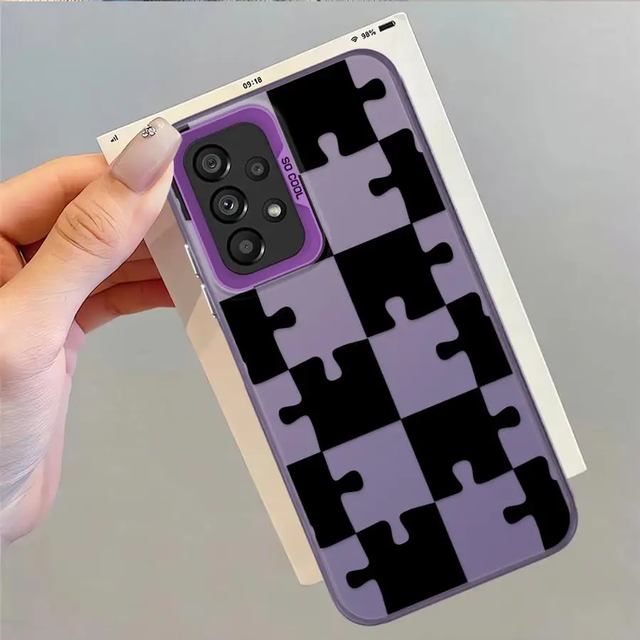 Funda para Samsung Galaxy A06 A15 A12 A11 A04e A03 A14 A16 A02 A50 A13 A20s funda trasera para teléfono divertido rompecabezas negro - imagen 3