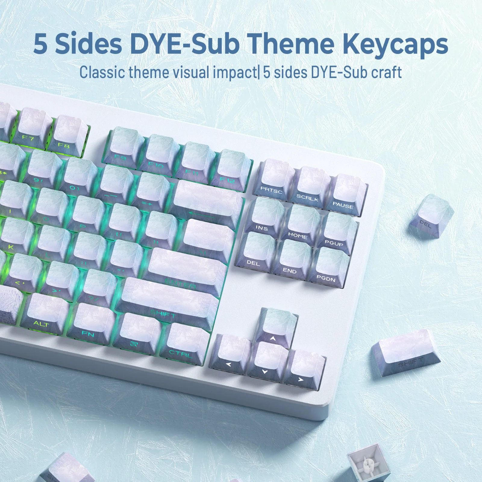 Teclas XVX Shine Through con estampado lateral, teclas con gradiente de Color de perfil de cereza, sublimación de tinte de doble disparo, teclas PBT de 135 teclas - imagen 3