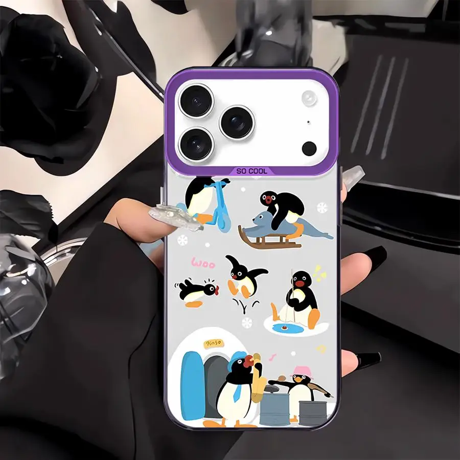 Funda trasera de teléfono para iPhone 16 17 Pro Max XR 16e 17Air 13 XS 15 Plus 12 11 14 Snow Winter Cartoon P-ingu - imagen 4