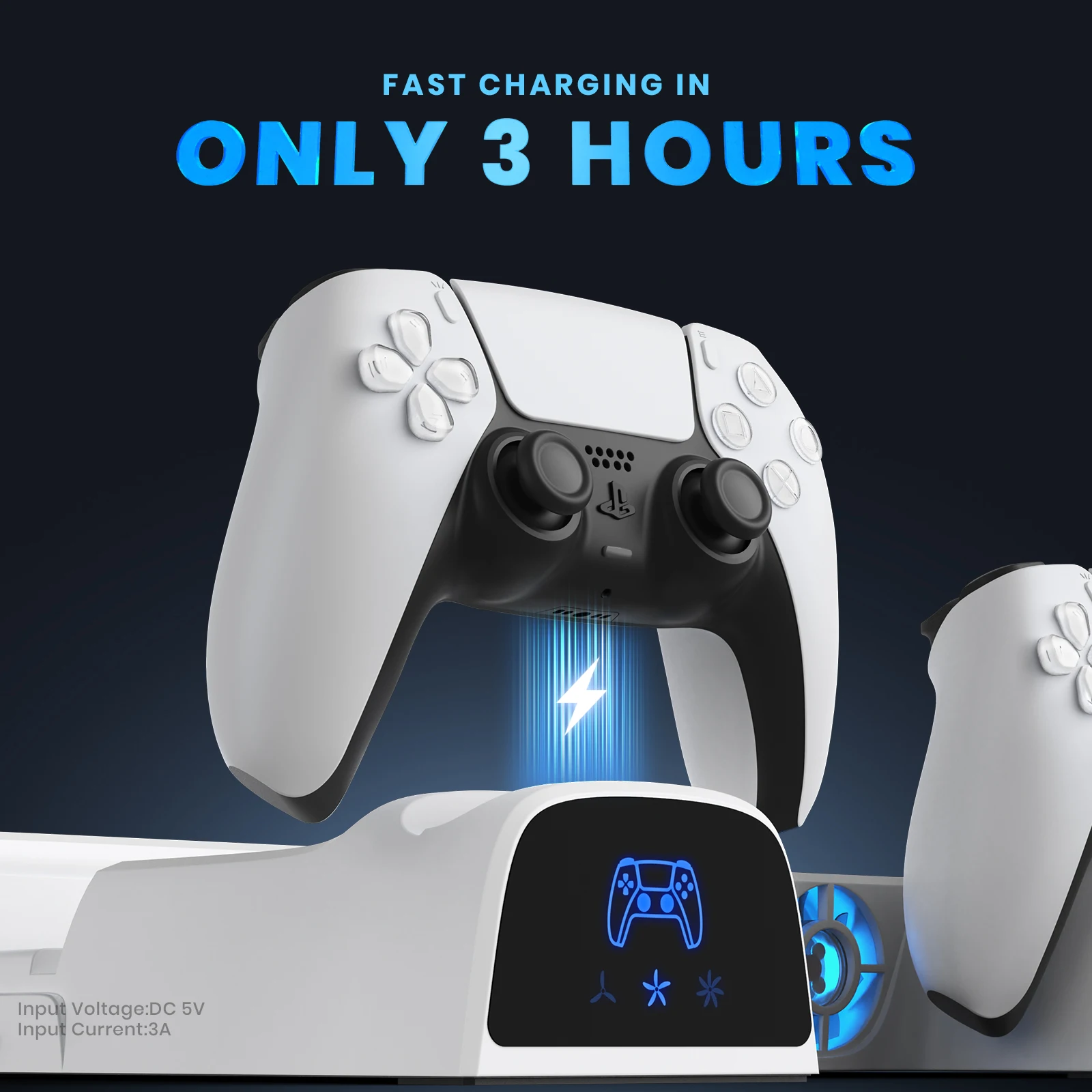 for PS5 With 3 Levels Cooling Fan for PS5/PS5 Slim/PS5 Pro Stand with Headphone Hook Cooling Stand & Controller Charging Station - imagen 4