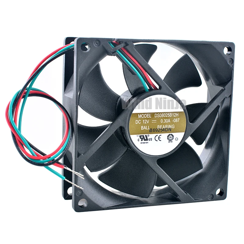 DS08025B12H Ventilador de refrigeración con rodamiento de bolas doble 8 cm 80 mm Tamaño 3000 rpm Velocidad DC12V 0.30A Alimentación para chasis Fuente de alimentación de CPU - imagen 3