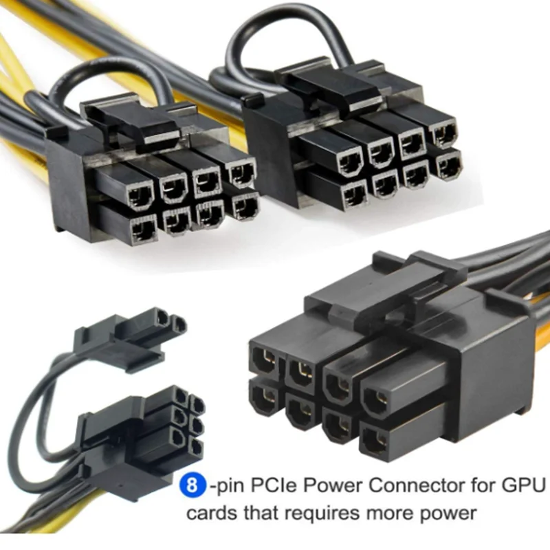 Tarjeta gráfica de 6 pines a PCIe dual de 8 pines (6 + 2) adaptador de corriente PCI Express GPU VGA extensión divisor Y Cable de alimentación de tarjeta de vídeo de minería - imagen 2