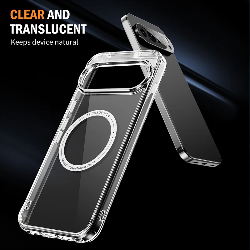 Funda magnética de carga inalámbrica transparente con revestimiento delgado para Google Pixel 8 9 10 Pro XL 8A 9A cubierta transparente a prueba de golpes