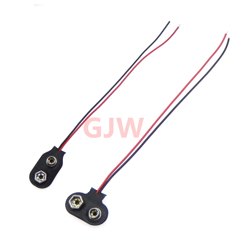 Hebilla de conector de Clips de batería de 9V, 10 piezas, 15cm, Negro, Rojo
