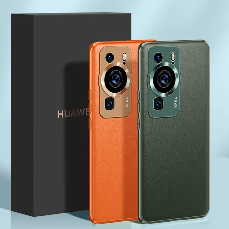 Funda de cuero de lujo para Huawei P60 Pro, cubierta de silicona mate, lente de Metal, protección completa, funda de teléfono para Huawei P60Pro Coque