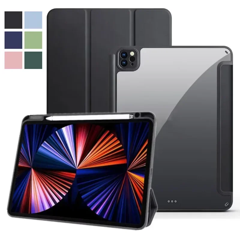 Funda inteligente para iPad Air de 13 pulgadas, 2020, M3, funda para tableta, soporte trasero acrílico para iPad Air de 13 pulgadas, 2024, M2, con portalápices